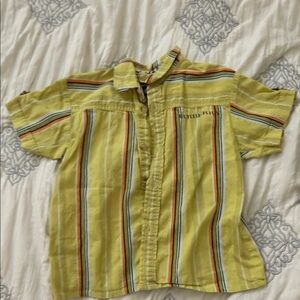 Burberry Yellow Striped Short Sleeve Button-Front Shirt